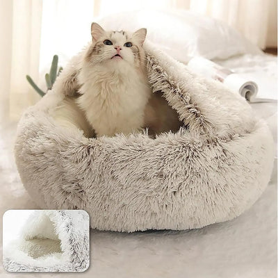 Calming Dog Bed Cat Bed with Snuggle Spot Plush Puppy Cave Bed | Fluffy Small Dog Bed Indoor Donut Cat Sleeping Bag | Light Weight Washable Pet Bed Cushion