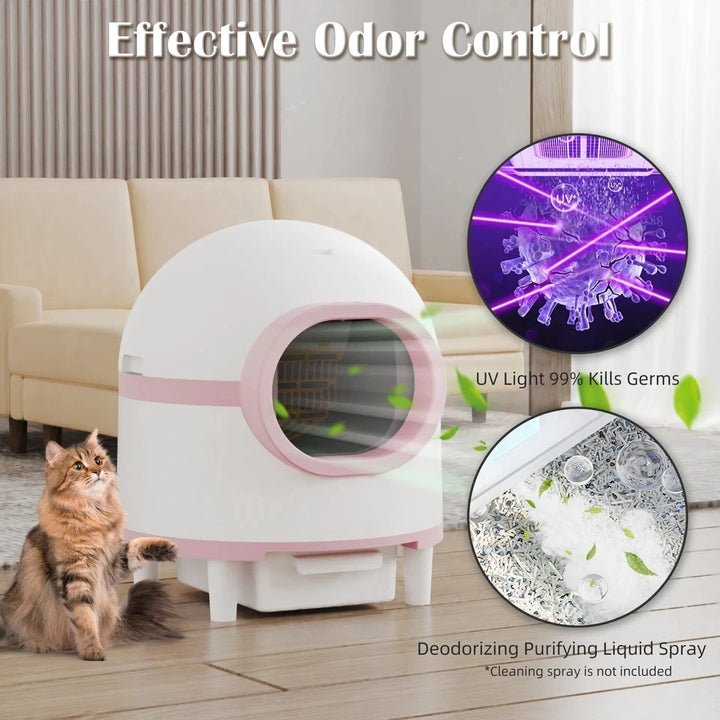 2024 Automatic Smart Cat Litter Box Self Cleaning App control Pet Toilet Litter Tray Ionic Deodorizer  60L