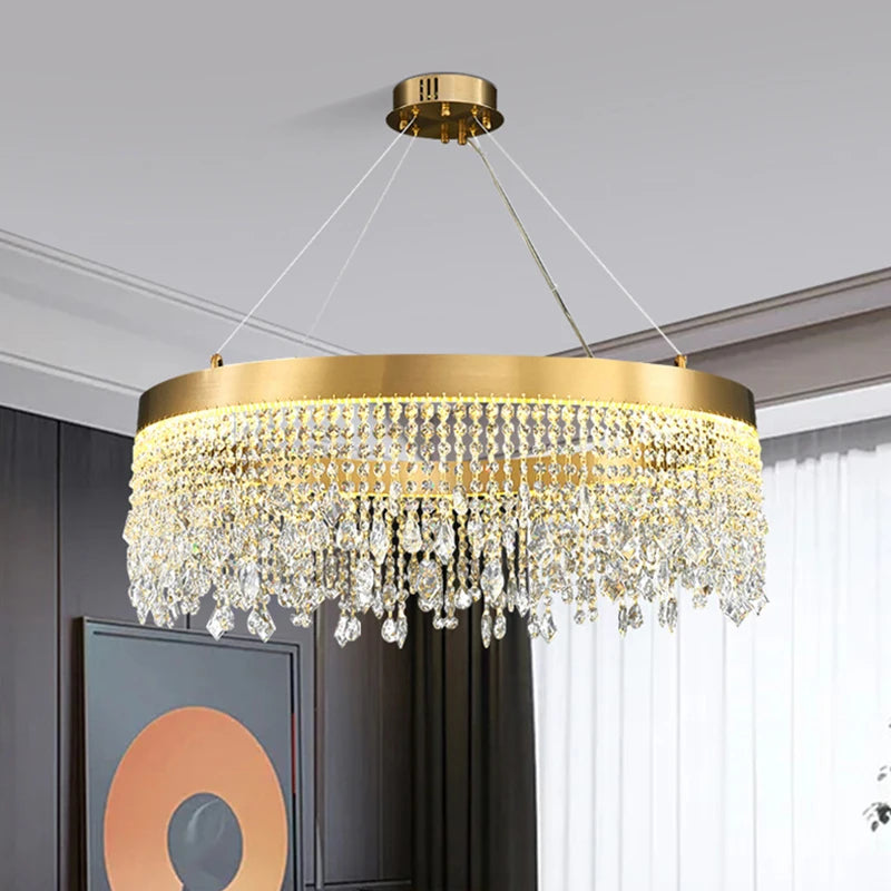 Modern Luxury Crystal Chandeliers Lights Pendant Hanging Lighting Fixture For Living Dining Room Kitchen Hotel Decoration Lamp