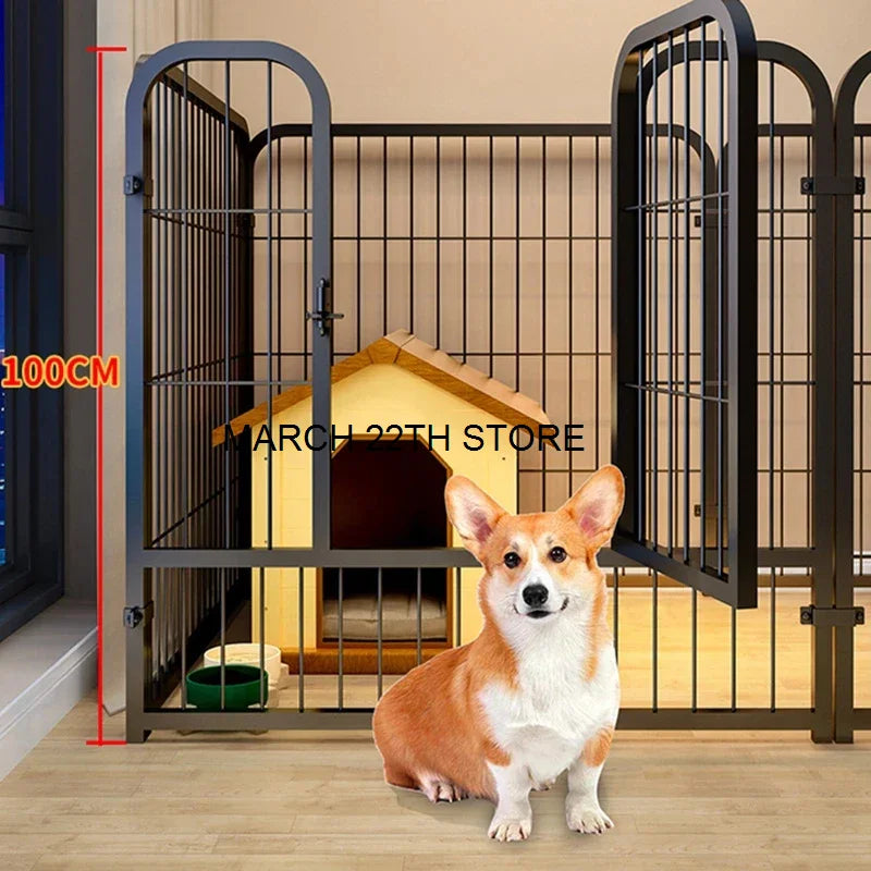 Modern Wrought Iron Dog Fences Pet Fence with Dog Door Home Indoor Cat Cages Large Dog Enclosure Safety Fence Dog Supplies