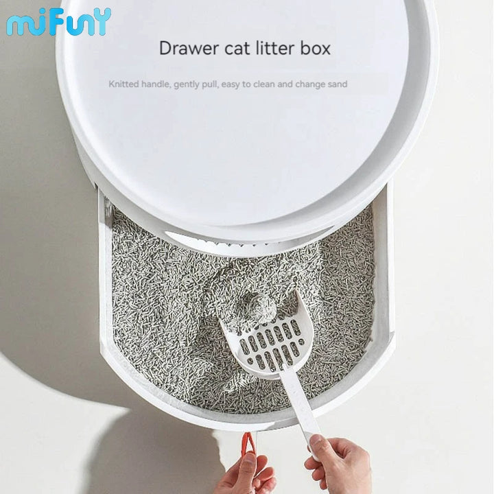 MiFuny Cat Litter Box Drawer with Scratch mat combined Semi-closed Deodorant Cat Box with Mat Leak-proof Litter Tray Pet Product