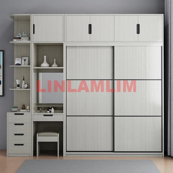 Bedroom Furniture Nordic Wardrobes Clothes Closet Organizer Modern Multifunctional Furniture With Storage,Drawer,Dresser,Mirror,