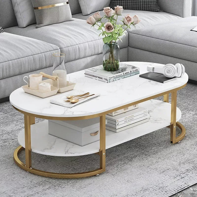 Marble Luxury Coffee Table Modern Nordic Living Room Iron White Coffe Table Center Console Table Dining Muebles Home Furniture