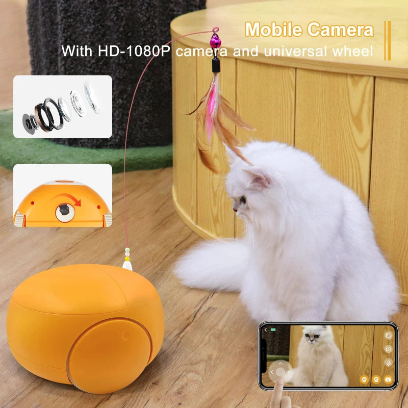 Pet Camera Robot Interactive Electric Cat Soft Plush Automatic Tease Toy Can Remotely Track Pets To Deliver Snacks