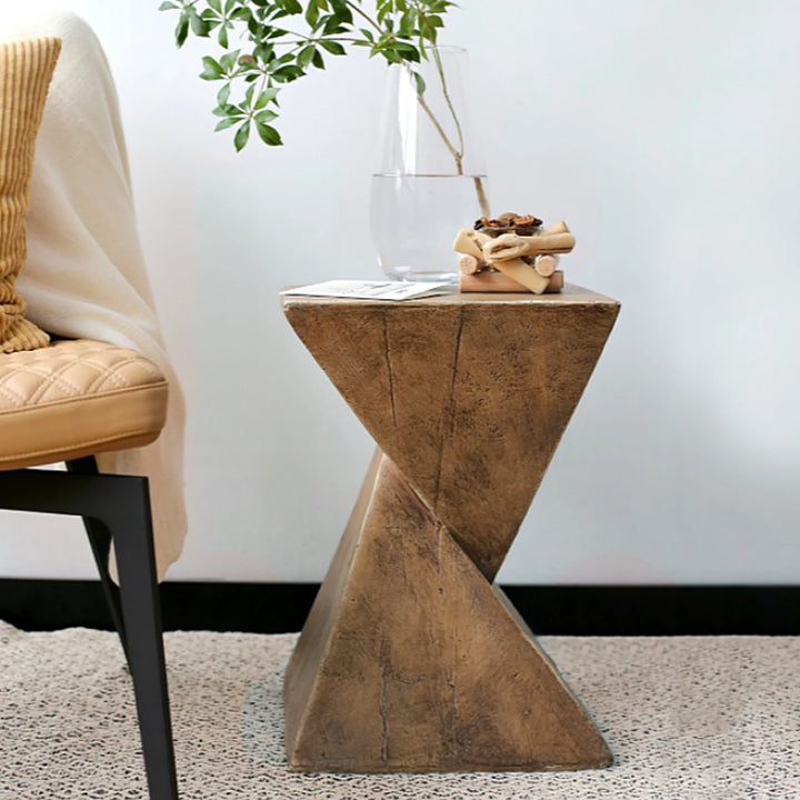 Lightweight Concrete Geometry Accent Side Table  Indoor and Outdoor