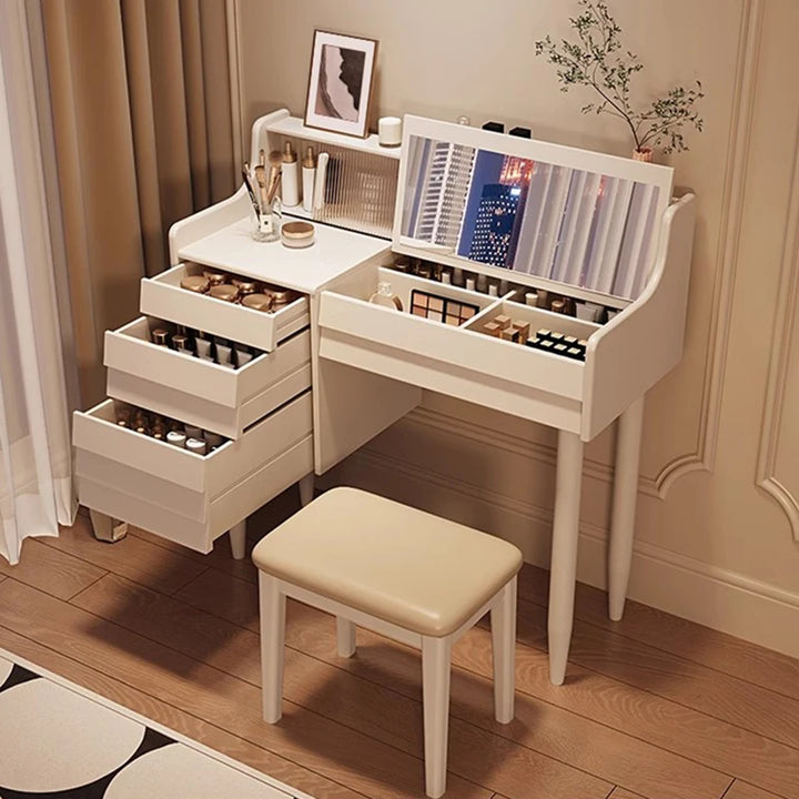 Girl Affordable Dressing Table White Small Essentials Wood Dressing Table Cabinet Stool Coiffeuse De Chambre Bedroom Furniture