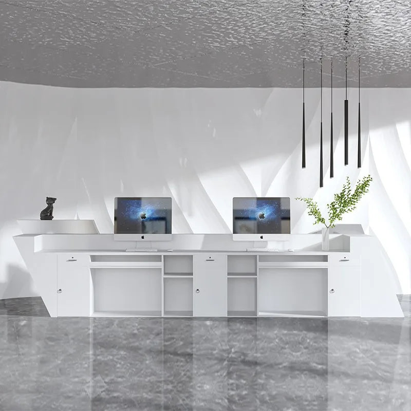 Modern Reception Desk Simplicity Lectern Podiumfront Design Desk Reception Counter Beauty Comtoire De Magasin Luxury Furniture