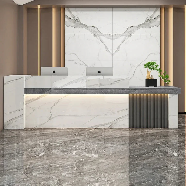 Luxury Store Reception Desks White Desk Reception Counter Standing Auxiliary Reception Balcao Pra Loja Midseni Modern Furniture