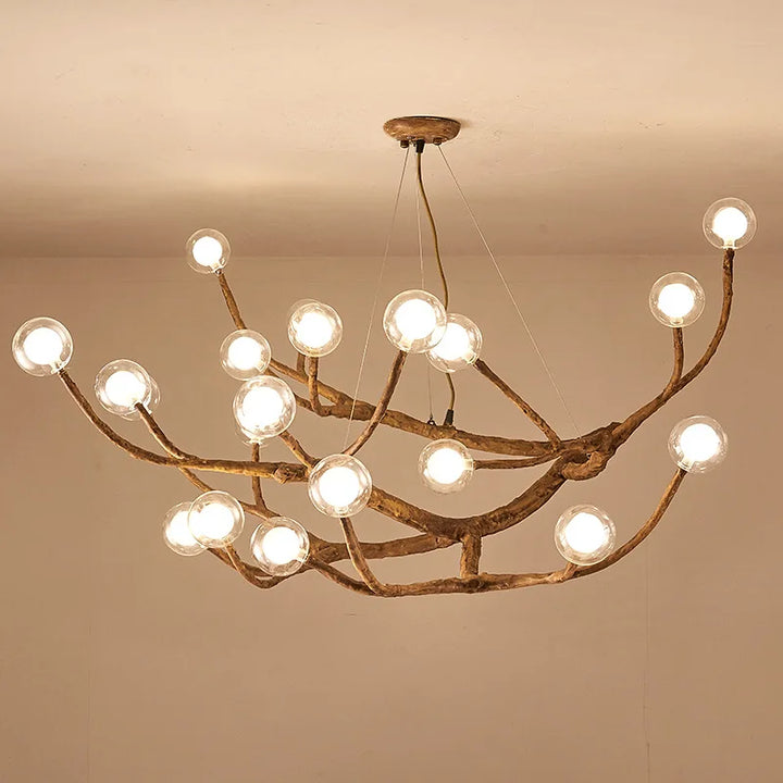 Retro LED Chandeliers Lighting Fixtures Living Room Bedroom Study Room Tree Branch Art Brown Antique Decor Hanging Pendant Light