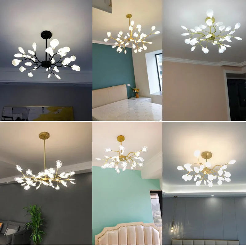 Nordic Modern LED Chandeliers Living Dining Room Firefly Hanging Ceiling Lights Home Indoor Decor Luxury LED Suspension Lighting