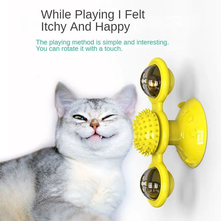 Interactive Windmill Toy for Pet Turntable for Kitten Brush Teeth Training Supplies Pet Accessories Game