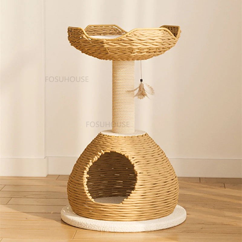 Nordic Rattan Cat Scratching Board for Pet Furniture Small Apartment Cat Holder Pet Supplie Creative Simple Comfortable Cat Tree