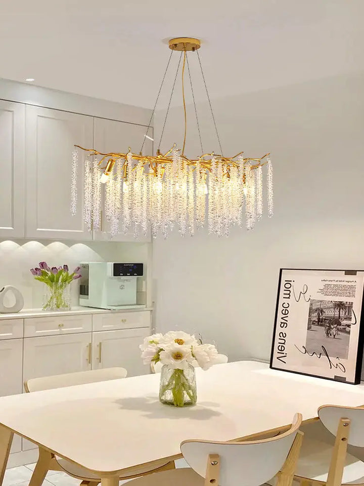 Modern Luxury Crystal Chandelier For Bedroom Living Room Dining Room Lounge Round Gold Ceiling Crystal Branches LED Chandelier