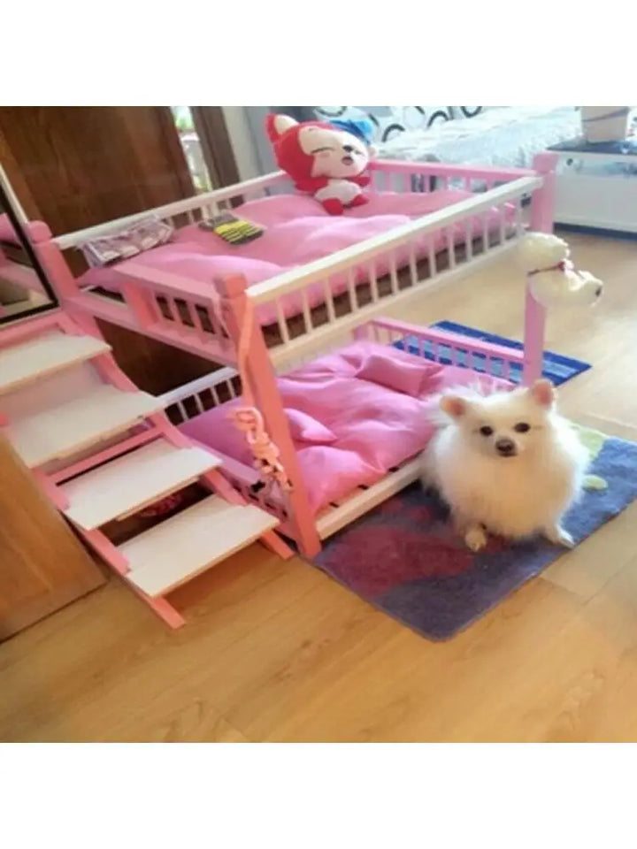 Stylish Dog Wooden Bed, Pet Mattress, Cat Bunk Bedding, Solid Cage, The Kennel