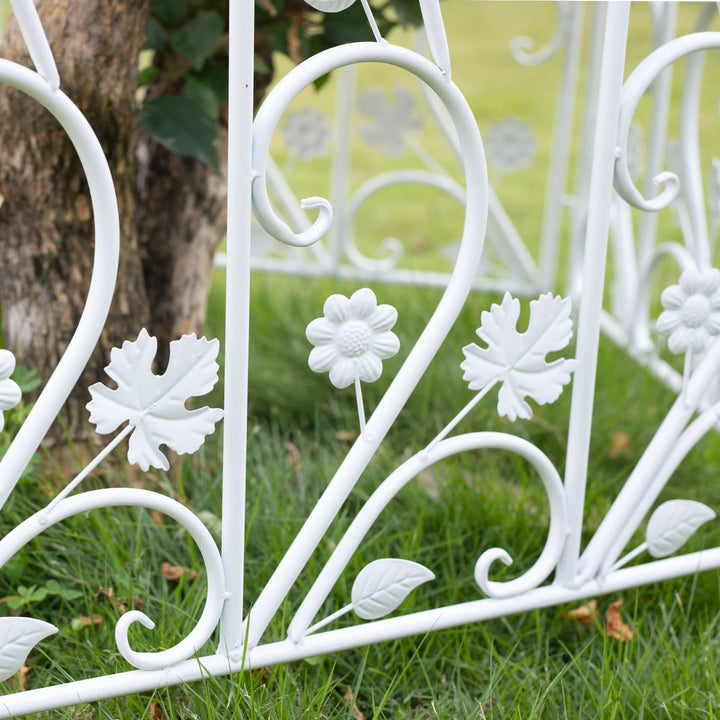 5 Pack Decorative Garden Fence For Landscaping White Panels Rust Proof Metal White