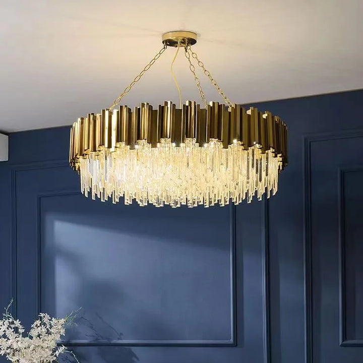 Modern Luxury K9 Crystal Luster Living Room Chandelier Oval Dining Room Gold Chandelier Room Decoration Home Lighting Led Lights