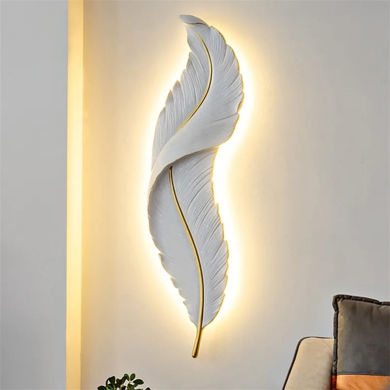 Postmodern LED Feather Wall Lights Living Room Bedroom Hotel Hall Decor Wall Sconces Home Background Wall Lamps Bedside Lights