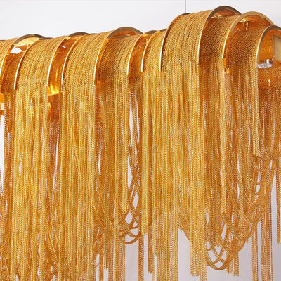 Postmodern LED Chandelier Gold Silver Aluminium Chain Hanging Pendant Light Living Dining Room Restaurant Hotel Decor Art Lustre