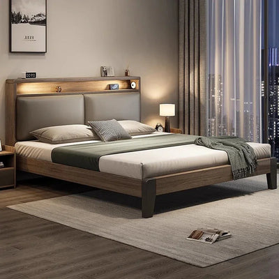 Wooden Bedroom Bed King Size Frame Double Luxury American Bed Modern Platform French Minimalist Sleeping Muebles Salon Furniture