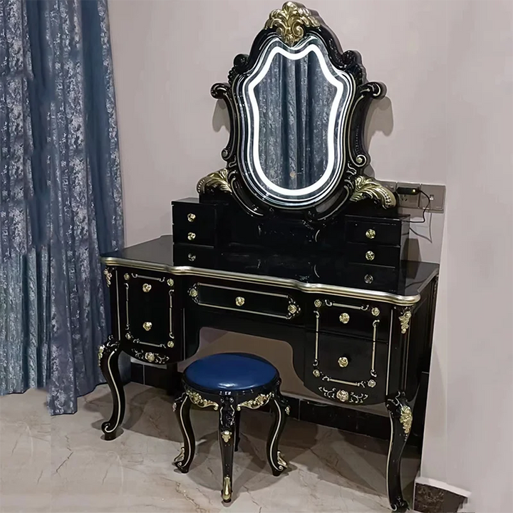 Brown Mirror Dressers Vanity Table Make Up Mobile Cabinet Room Set Dressers Console Penteadeira Infantil Menina Toilet Furniture