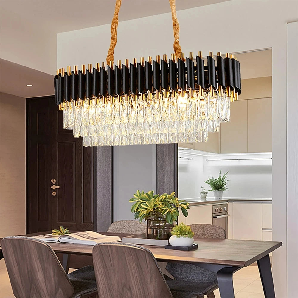 Modern Luxury Crystal Chandeliers for Living Room Dining Room Black Led Chandelier Indoor Lighting Pendant Lights Hanglamp