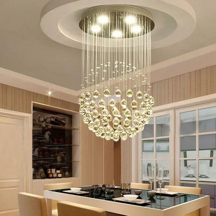 Round Crystal Ceiling Chandelier For Living Dining Room Bedroom Ball Design Lamp Led Cristal Lustre New Home Decor Light Fixture