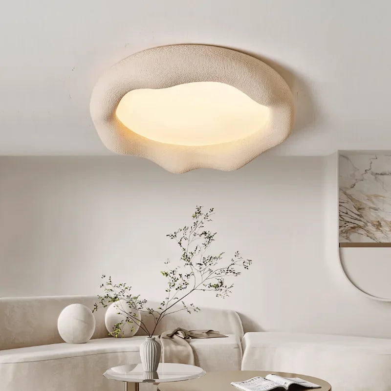 Nordic Wabi Sabi Cloud Light Ceiling Cream Style Baby Room Light Minimalist Living Room Bedroom Eye-care Resin Ceiling Lamp