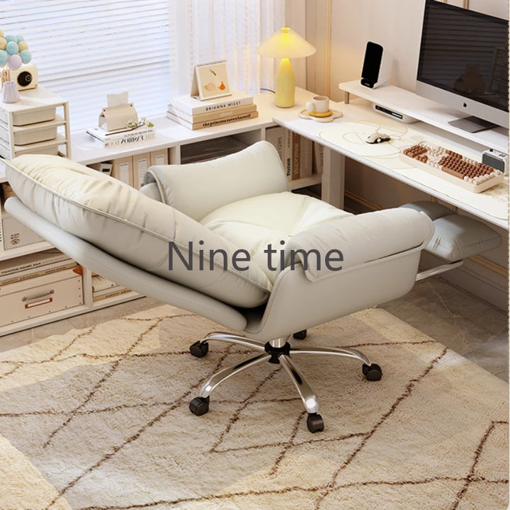 Leather Ergonomic Office Chairs Pillow Nordic Modern Wheels Office Chairs Stretch Lumbar Back Support Silla Plegable Furniture