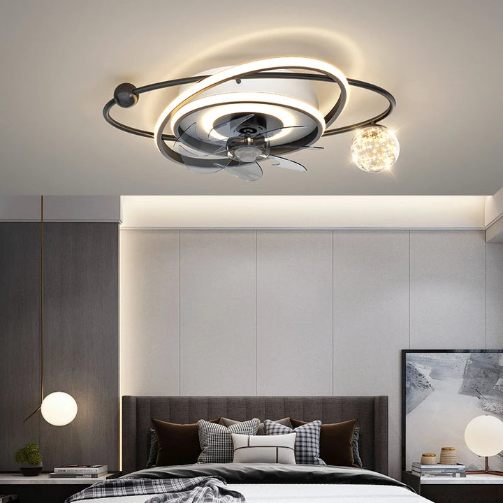 Modern Luxury Ceiling Lights Led with Fan for Living Room Bedroom Home Fixture Indoor Lighting Gold Black Dimmable with Remote