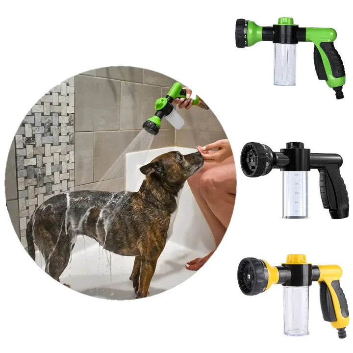 Pet Shower Sprayer Dog Shower Gun with Soap Dispenser Dog Wash Dog Bath 8 In 1 Pressure Hose Nozzle Garden Watering Washing Tool