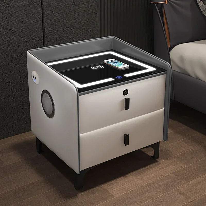 Storage Bedroom Bedside Table Smart Organizer Apartment Night Bedside Table Wooden Modern Tables De Nuit Home Furniture FY35XP