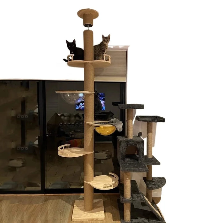 Cat Trees Towers for Large Cats, Tall Sleeping Pad for Cats, Cooling Pad Tower Scrapers, Villa Wooden Cat Scratcher, Gym Pet Pro