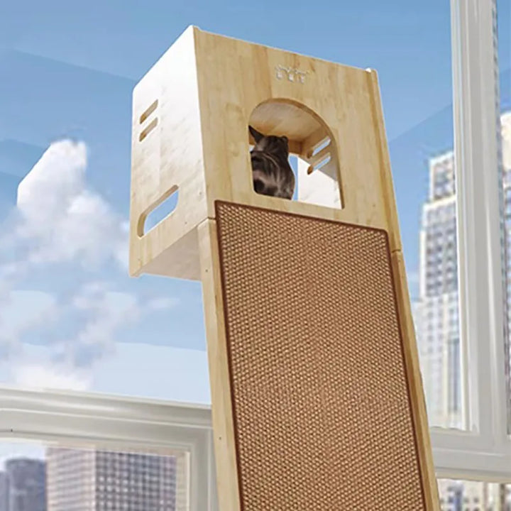 Scratching Wall Cat Tower Scratching Post Solid Wood Climbing Frame Against Small House Does Not Occupy Cat Nest Pet Products