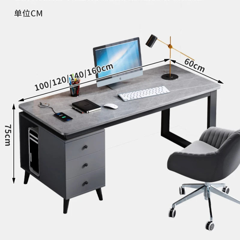 Slate Luxury Office Desks Modern Study Write Home Drawers Office Desks Simplicity Design Bureaux Meuble Work Furniture QF50OD