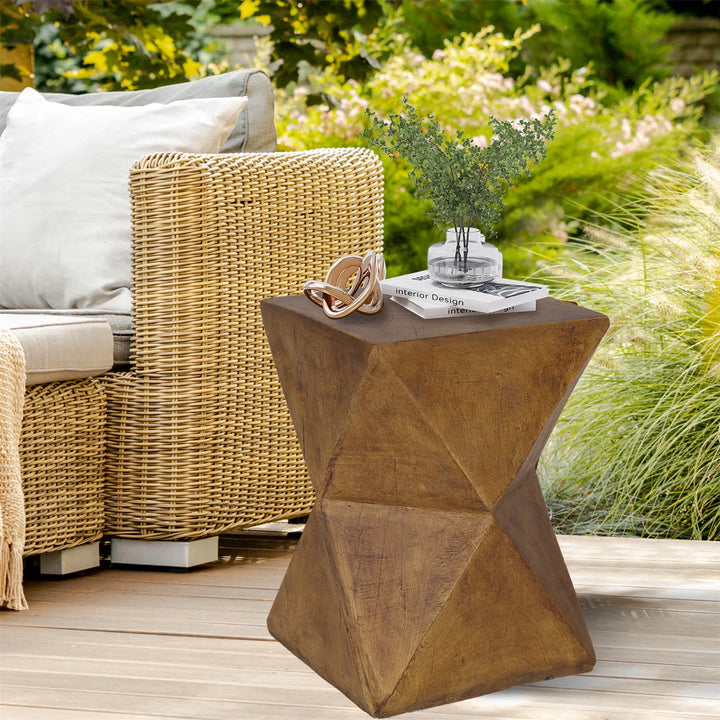 Weight Concrete Garden Accent Side Table for Outdoor & Indoor