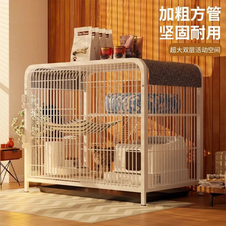 Cat Cage Home Indoor Double-decker Cat Cage The Family Villa Indoor with Toilet Pet Large Space Cat Bed Pet's House