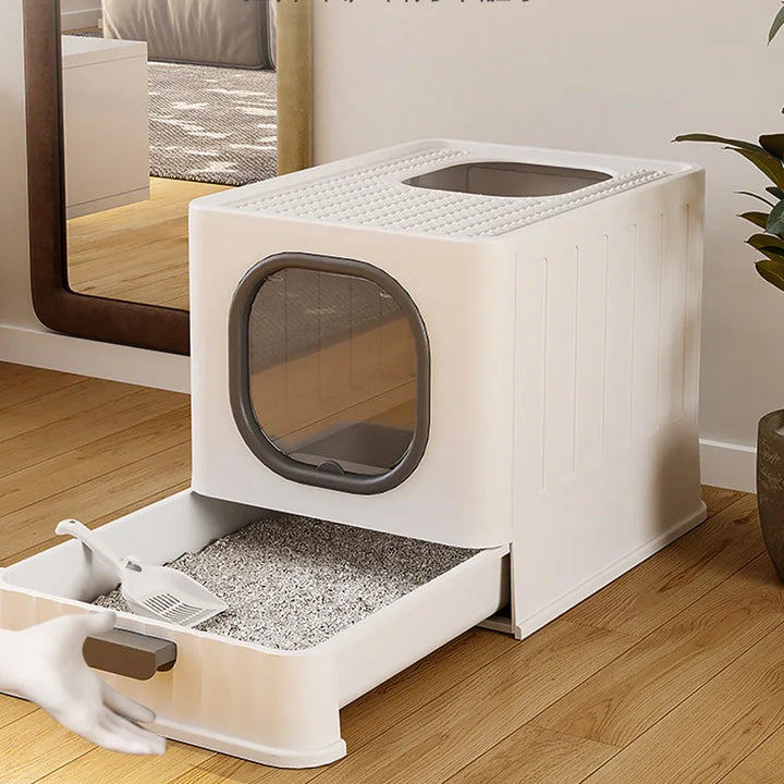 Top Entry Cat Litter Box Travel Shovel Sand Bathroom Corner Closed Self-Cleaning Cat Toilet Design Kuweta Dla Kota Pet Items