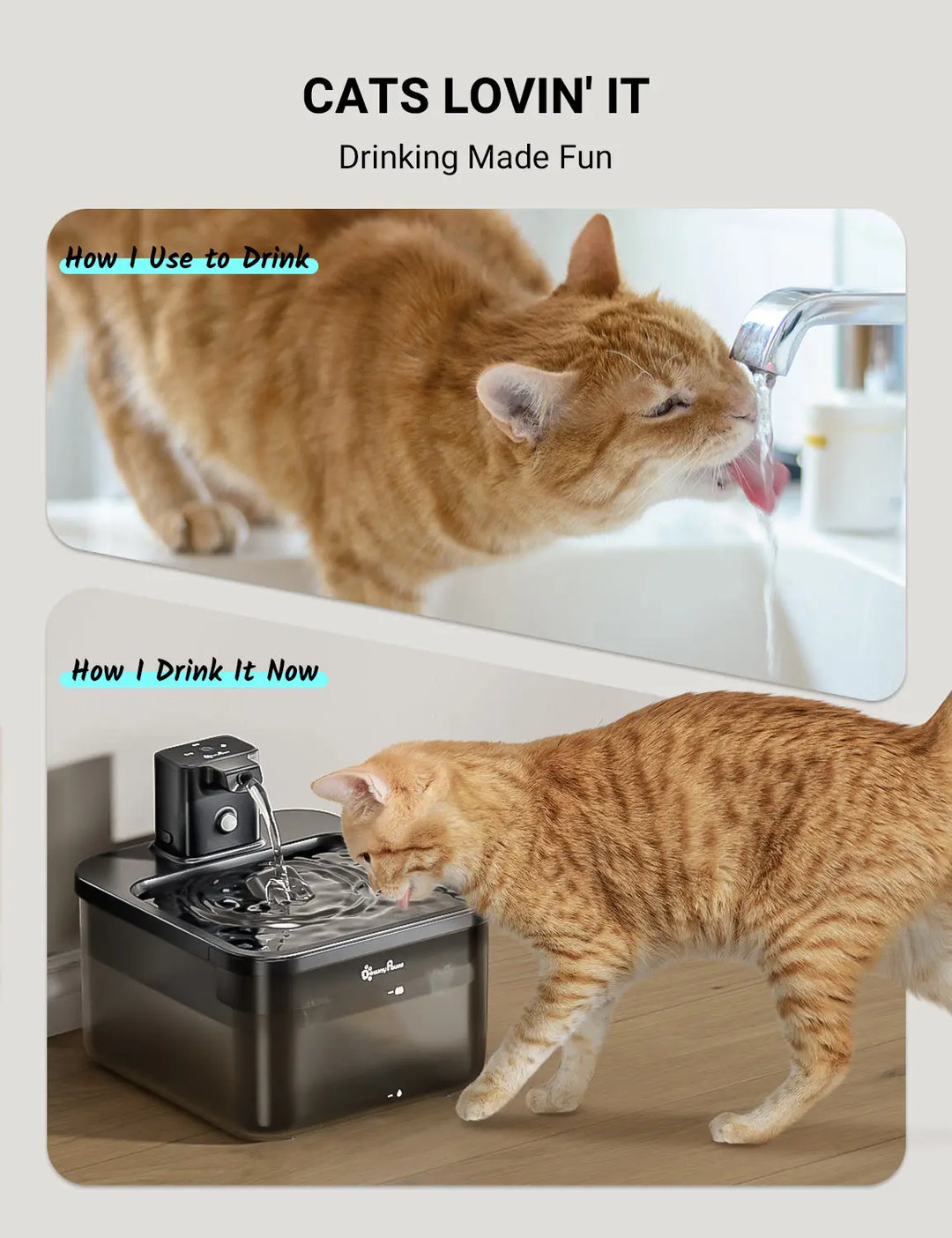 DownyPaws 2.5L Wireless Cat Water Fountain Battery Operated Automatic Pet Water Fountain with Motion Sensor Dog Water Dispenser