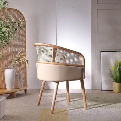 Designer Rattan Dining Chairs Accent Modern Vanity Banquet Office Chairs Wooden Patio Silla Comedor Balcony Furniture GS50DC