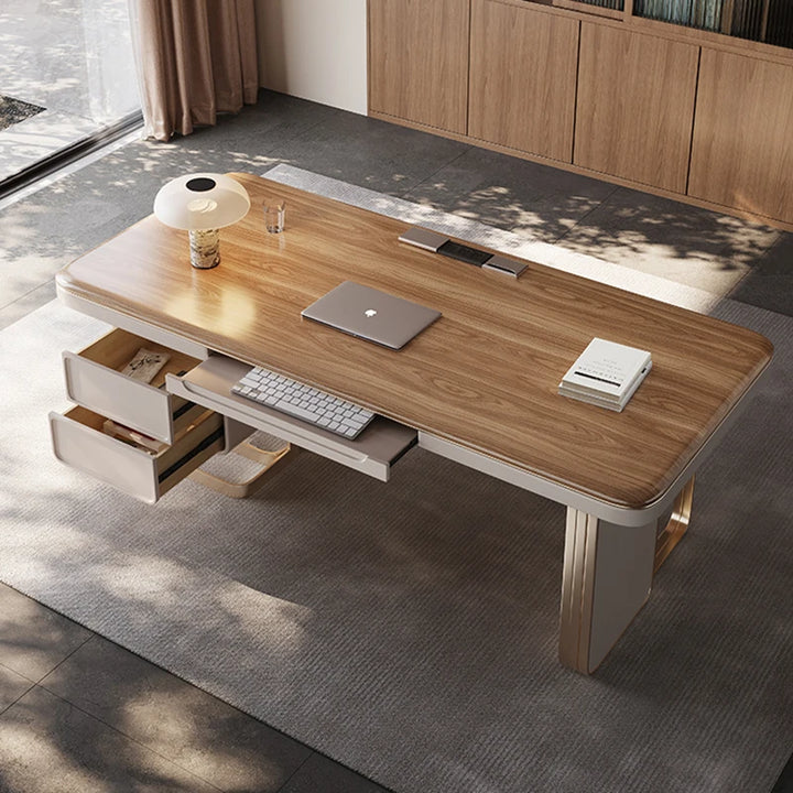 Solid Wood Office Desk Luxury Modern Home Designer Home Nordic Study Computer Desk Boss Work Mesa Office Furniture KMOD