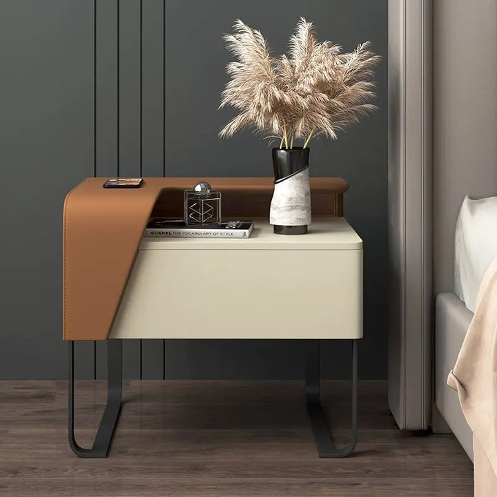 Modern Nordic Wood Nightstand Luxury Low Bedside Table