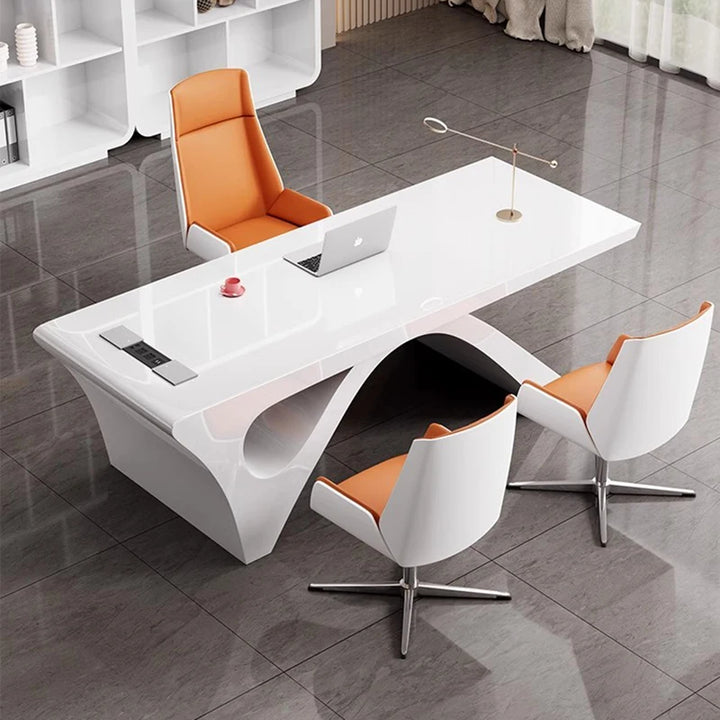 Console Work Table Writing Workstation White Computer Office Desk Meeting Luxury Scrivania Ufficio Lavoro Luxury Furniture