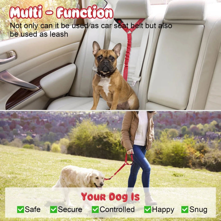 Pet products car seat belt dog leash with buffer elastic reflective safety rope leash dog rope