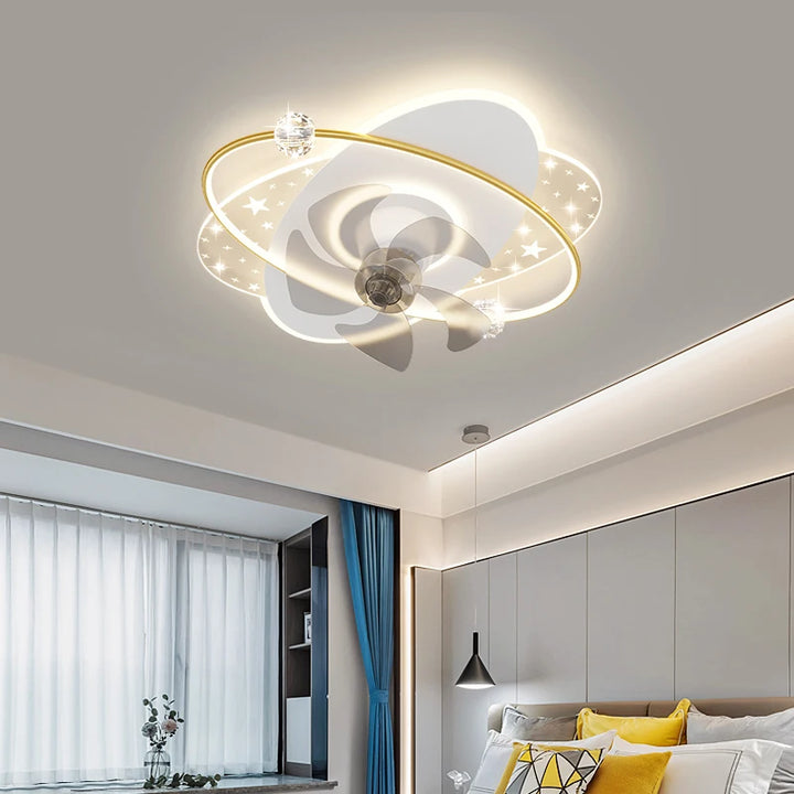 Fan shaking LED ceiling lamp chandelier Bedroom light luxury modern living room light Study ultra-bright quiet