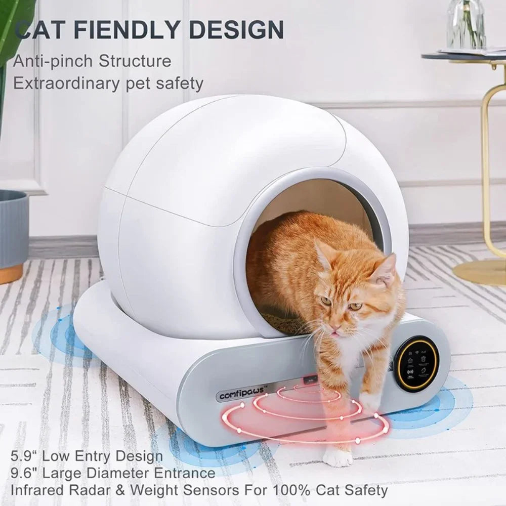 Automatic Cat Litter Box Intelligent APP Control Electric Cat Toilet Splash Proof Anti Odor Sandbox for Cats Pet Supplies