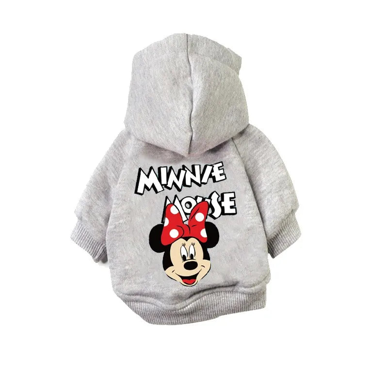 New Disney Anime Pattern Dog Clothes Mickey Minnie Pet Dog Hoodie Small And Medium Dog Vest Outdoor Sweatshirt Bulldog Husky