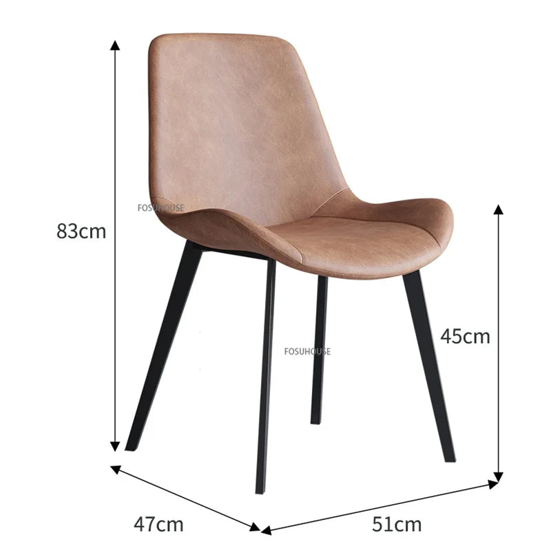 Nordic Leather Dining Chair For Kitchen Furniture Home Retro Computer Chair Luxury Restaurant Hotel Simple Back Dining Chair CN