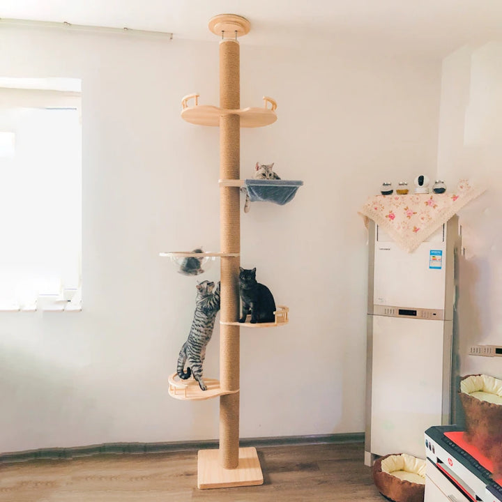 Cat Trees Towers for Large Cats, Tall Sleeping Pad for Cats, Cooling Pad Tower Scrapers, Villa Wooden Cat Scratcher, Gym Pet Pro