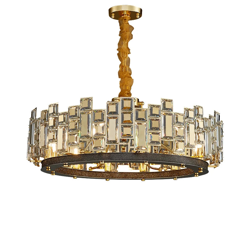 Modern Luxury Classical Crystal Pendant Light Black Gold Kristal Lustres Led Home Decoration Lamparas for Dining Room Villa