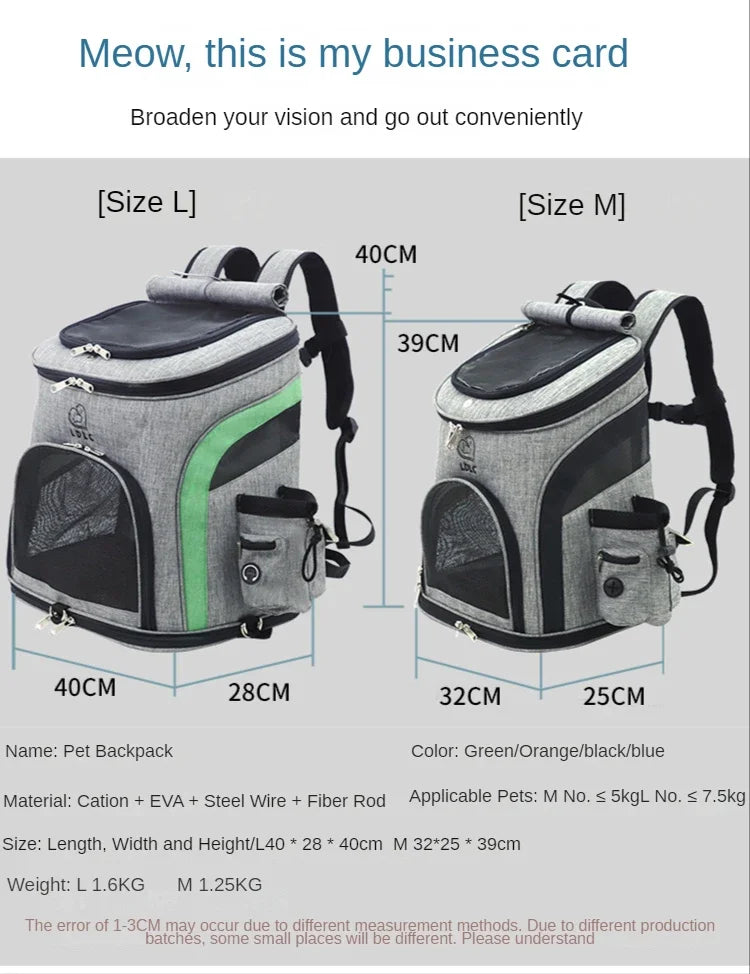 New Upgraded Pet Carrier Backpack Plus Size Luxury Breathable Pet Bag Cat Go Out Portable Cat Bag Dog Backpack